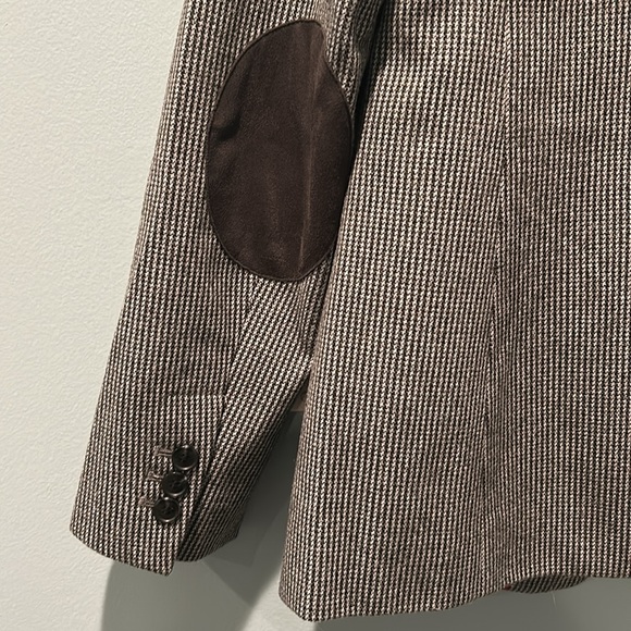 LOFT Puppytooth Knit Elbow Patch Modern Blazer Size 2- Regular - Picture 7 of 10